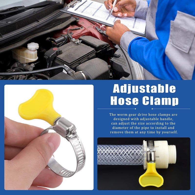 Glarks 20Pcs Adjustable 22-32MM Range Hose Clamps Set Key-Type Stainless Steel Worm Gear Hose Clamp with Plastic Handle for Water Pipe, Plumbing, Automotive and Mechanical Application (22-32MM) - Image 4